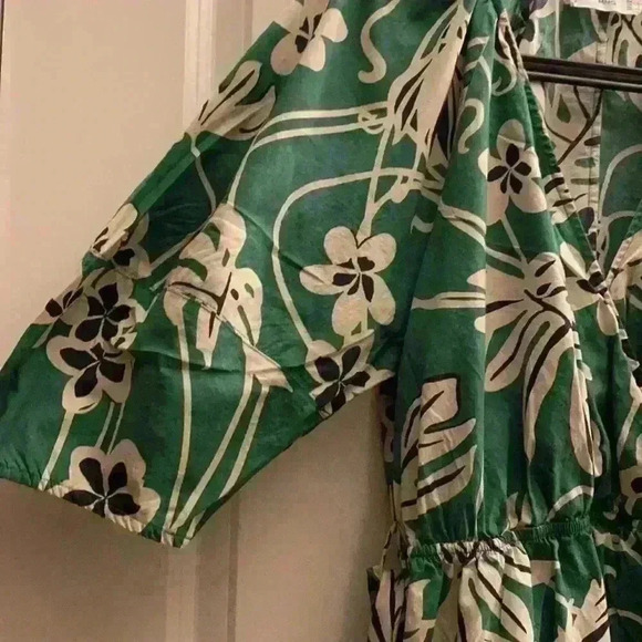 NEW- Cotton wrap dress - green - Picture 3 of 4